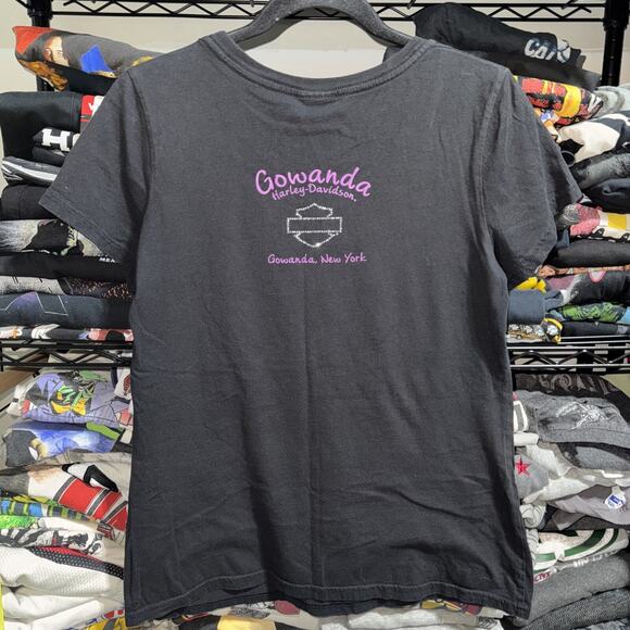 Y2K Harley Davidson Women’s Bedazzled black Shirt Size Large - Picture 4 of 5